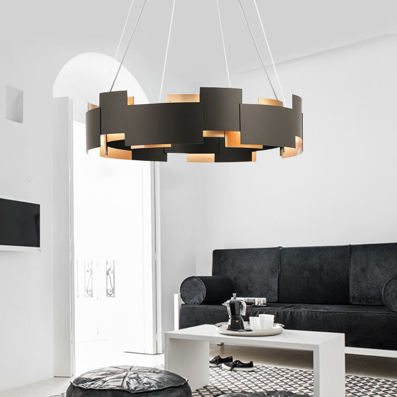 Black And Gold Metal Pendant Chandelier With Postmodern Splicing Design Inner Suspension Light /