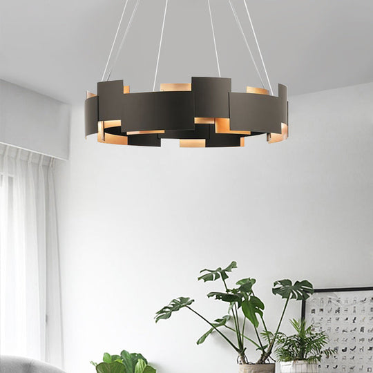Black And Gold Metal Pendant Chandelier With Postmodern Splicing Design Inner Suspension Light