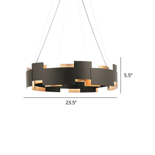 Black And Gold Metal Pendant Chandelier With Postmodern Splicing Design Inner Suspension Light
