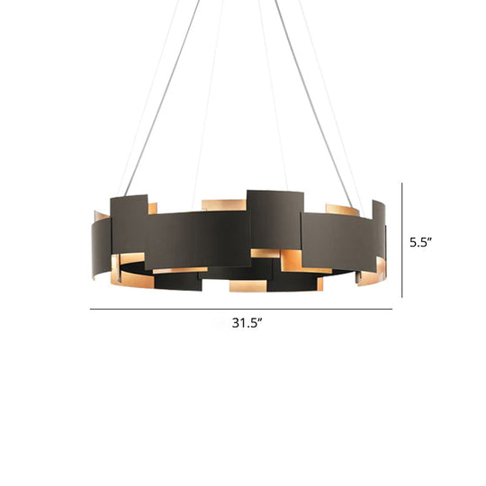 Black And Gold Metal Pendant Chandelier With Postmodern Splicing Design Inner Suspension Light