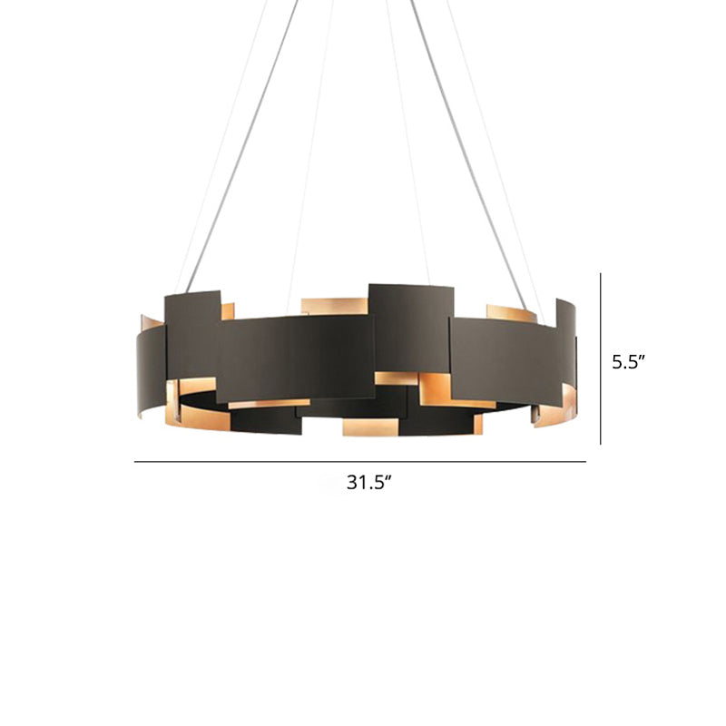 Postmodern Black And Gold Metal Pendant Chandelier Spliced Inner Suspension Light