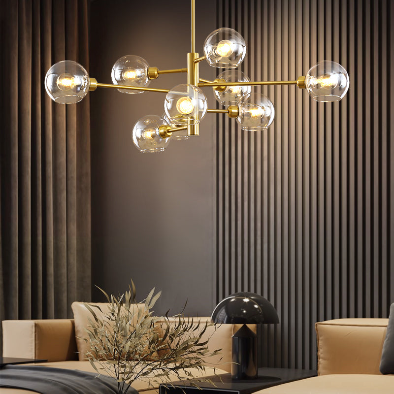 Sleek Postmodern Sputnik Chandelier For Living Room - Stylish Glass Ceiling Light Fixture