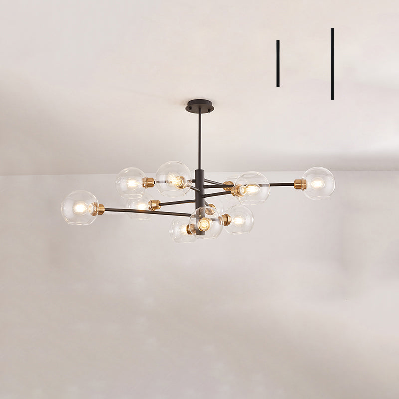 Sleek Postmodern Sputnik Chandelier For Living Room - Stylish Glass Ceiling Light Fixture 11 / Black