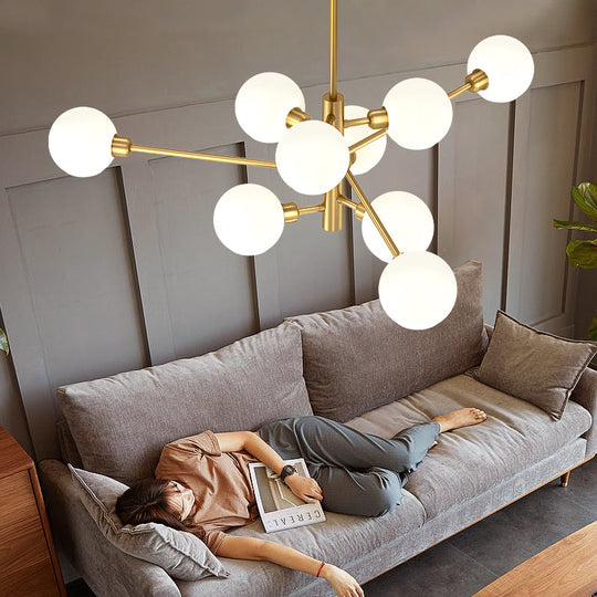 Contemporary Sputnik Chandelier - Glass Living Room Ceiling Light Fixture +