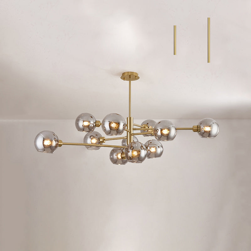 Sleek Postmodern Sputnik Chandelier For Living Room - Stylish Glass Ceiling Light Fixture 11 / Gold