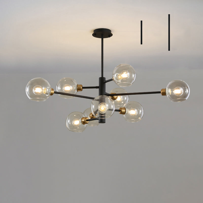 Sleek Postmodern Sputnik Chandelier For Living Room - Stylish Glass Ceiling Light Fixture 9 / Black