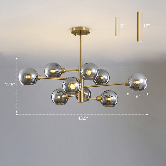 Contemporary Sputnik Chandelier - Glass Living Room Ceiling Light Fixture +