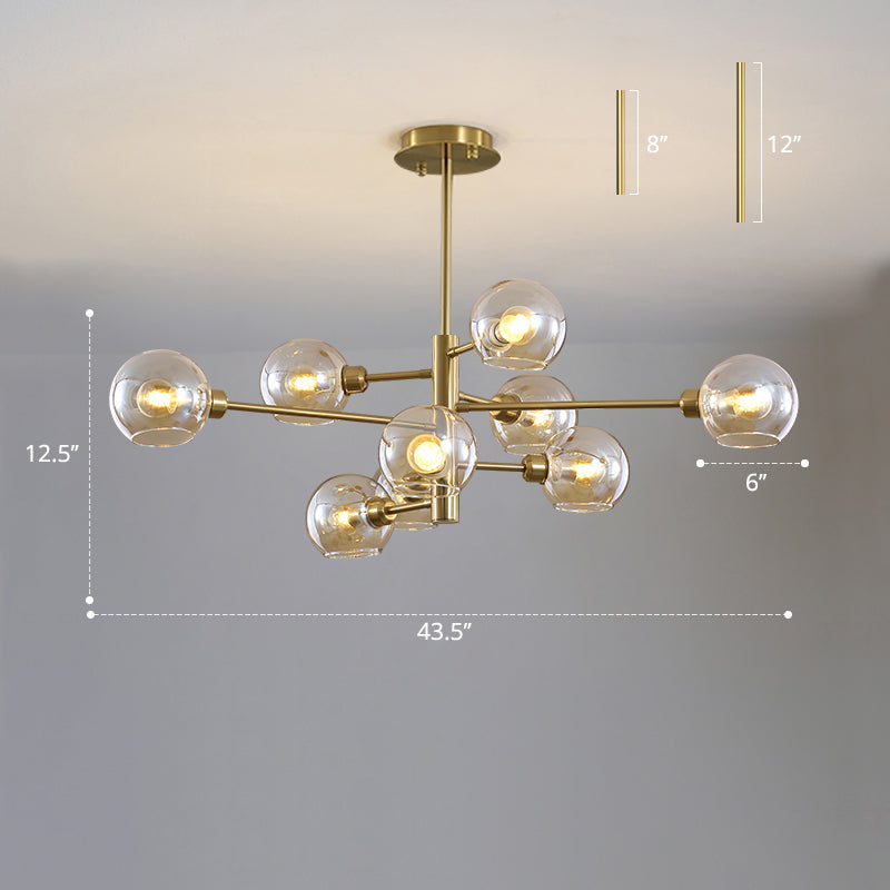Contemporary Sputnik Chandelier - Glass Living Room Ceiling Light Fixture +