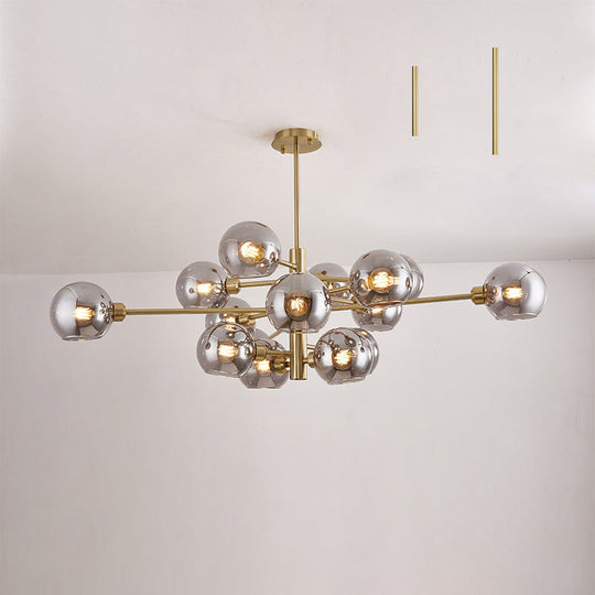 Sleek Postmodern Sputnik Chandelier For Living Room - Stylish Glass Ceiling Light Fixture 15 / Gold