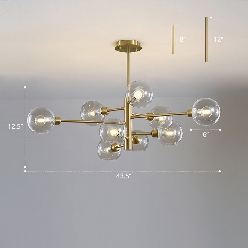 Contemporary Sputnik Chandelier - Glass Living Room Ceiling Light Fixture +