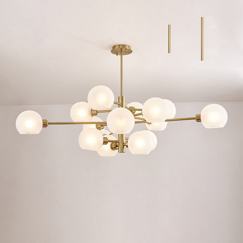 Contemporary Sputnik Chandelier - Glass Living Room Ceiling Light Fixture + 15 / Gold White