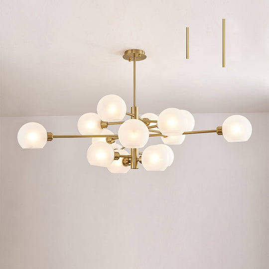Contemporary Sputnik Chandelier - Glass Living Room Ceiling Light Fixture + 15 / Gold White