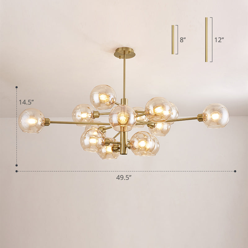 Sleek Postmodern Sputnik Chandelier For Living Room - Stylish Glass Ceiling Light Fixture