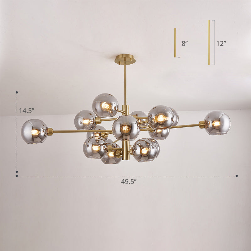 Contemporary Sputnik Chandelier - Glass Living Room Ceiling Light Fixture +
