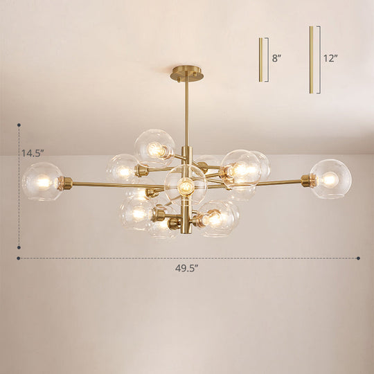 Contemporary Sputnik Chandelier - Glass Living Room Ceiling Light Fixture +
