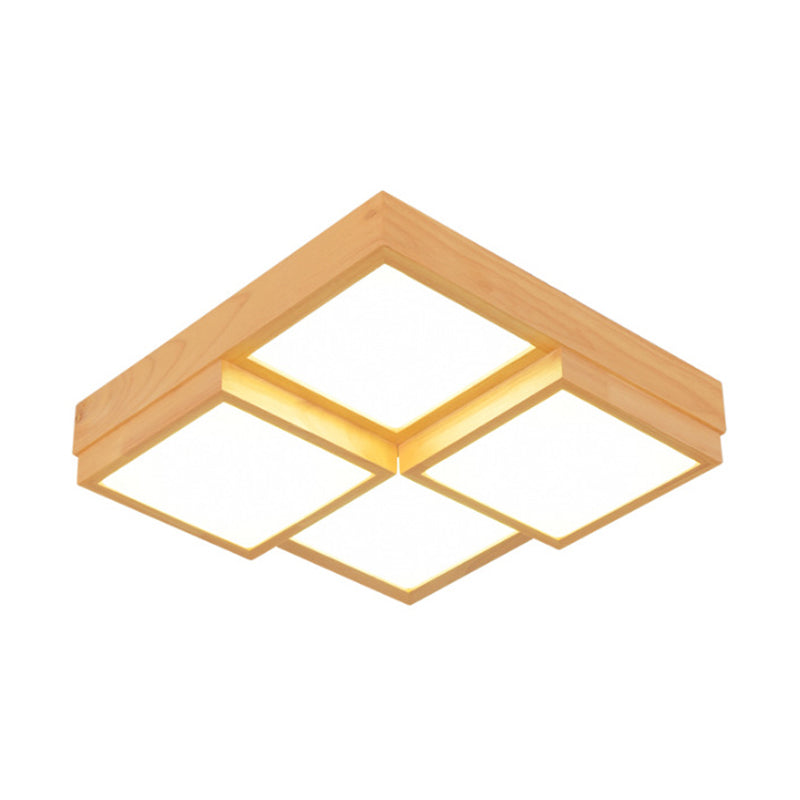 Minimalist Wooden Led Flush Mount Ceiling Light For Living Room - Check Fixture