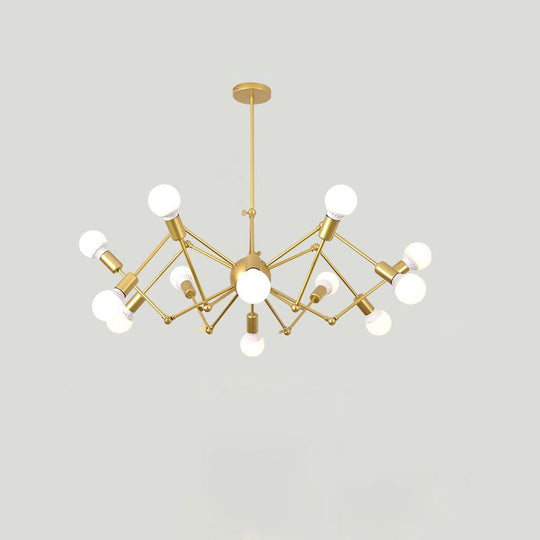 Industrial Spider Chandelier With Open Bulb Design For Clothing Shops 12 / Gold