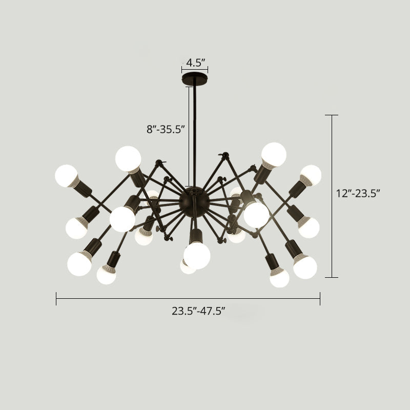 Industrial Spider Chandelier With Open Bulb Design For Clothing Shops