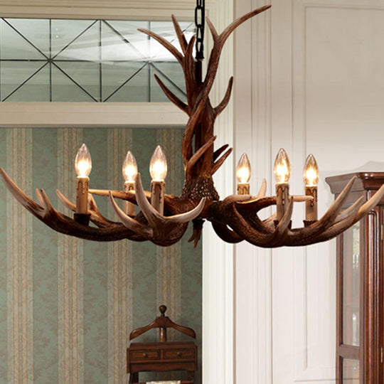 Antler Chandelier: Resin Countryside Living Room Lighting
