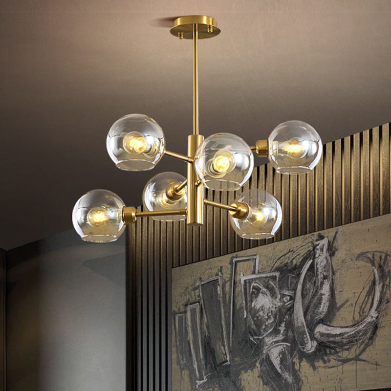 Modern Glass Dining Room Chandelier - Domed Hanging Lamp