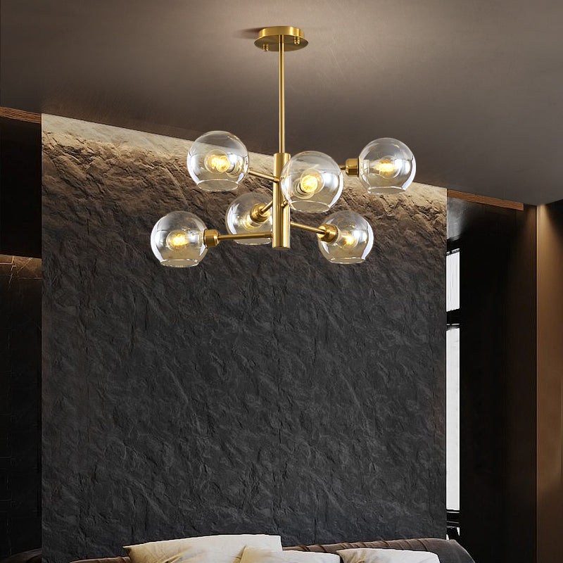 Modern Glass Dining Room Chandelier - Domed Hanging Lamp
