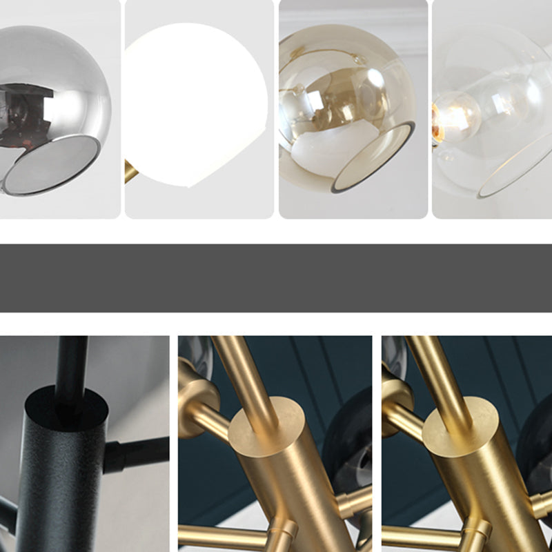 Modern Glass Dining Room Chandelier - Domed Hanging Lamp