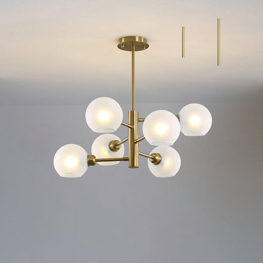 Postmodern Glass Dome Hanging Lamp - Stylish Dining Room Chandelier 6 / Gold Milk White
