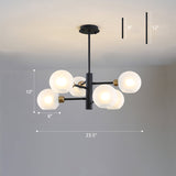 Modern Glass Dining Room Chandelier - Domed Hanging Lamp