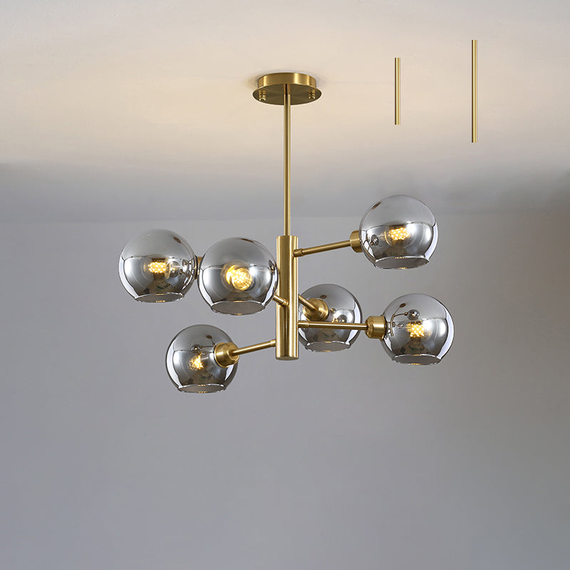 Modern Glass Dining Room Chandelier - Domed Hanging Lamp 6 / Gold Smoke Grey