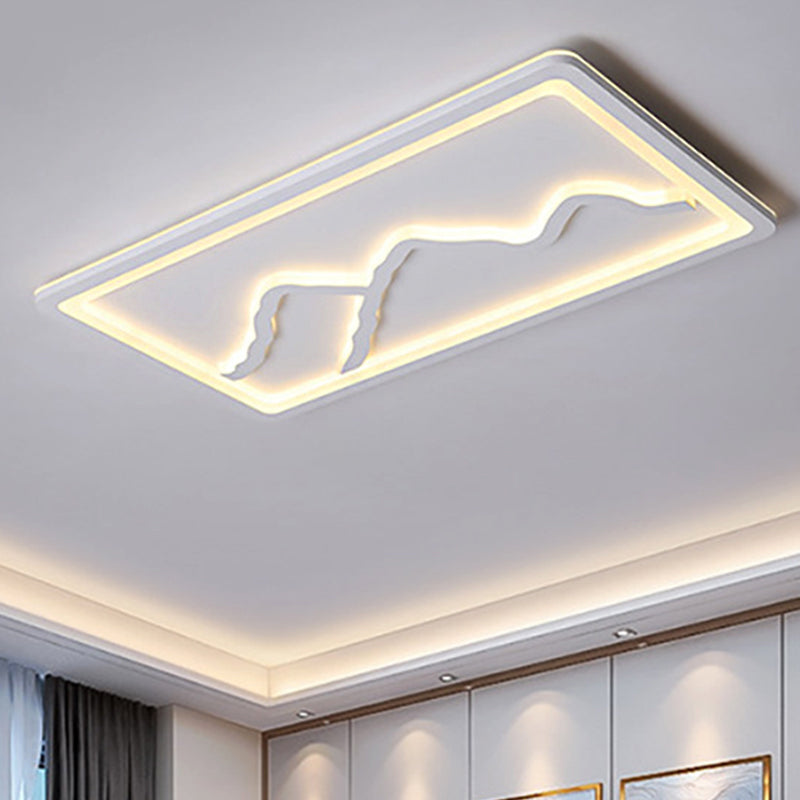 Contemporary Led Acrylic Flush Mount Light In White/Warm - Square/Rectangle 19.5’/23.5’/35.5’