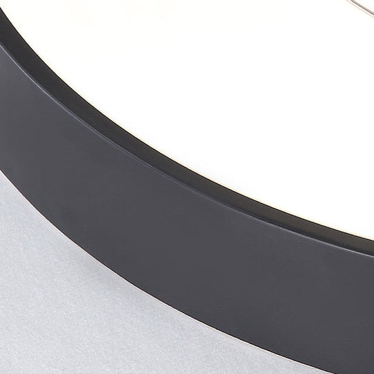 Modern Black Led Flush Mount Bedroom Lamp With Acrylic Circle Shade 16’/19.5’ Wide