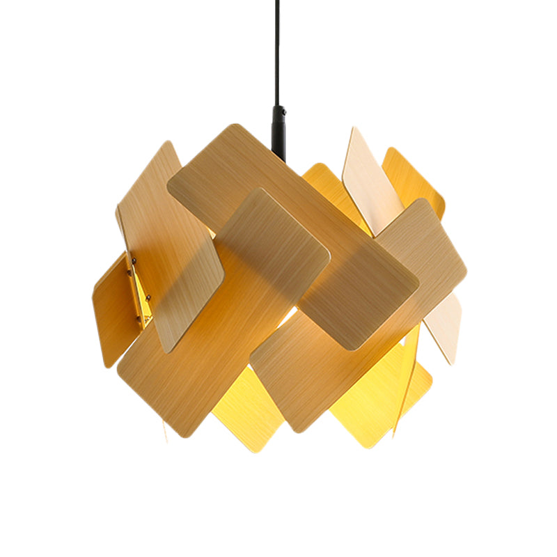 Modern Nordic Style Flower Pendant Lamp With Red/Blue/Light Wood Finish - 1 Light Hanging Ceiling