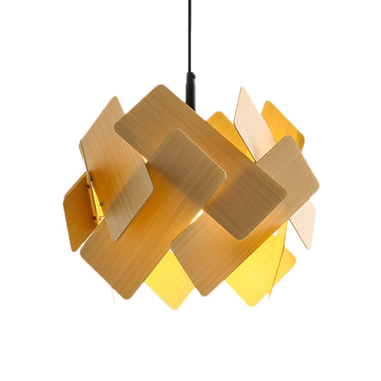 Modern Nordic Style Flower Pendant Lamp With Red/Blue/Light Wood Finish - 1 Light Hanging Ceiling