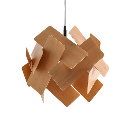 Modern Nordic Style Flower Pendant Lamp With Red/Blue/Light Wood Finish - 1 Light Hanging Ceiling