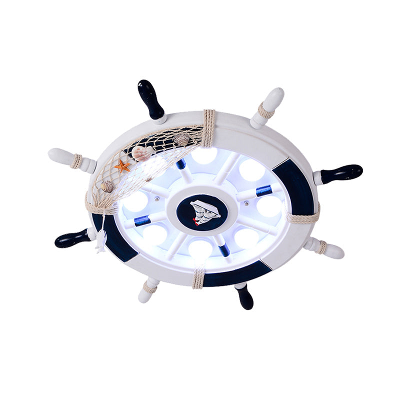 Modern Led Flush Mount Ceiling Light For Childs Mediterranean-Style Bedroom Blue / White