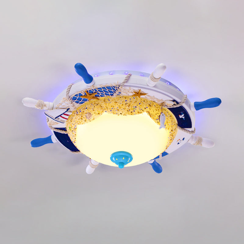 Modern Led Flush Mount Ceiling Light For Childs Mediterranean-Style Bedroom Blue-Orange / White