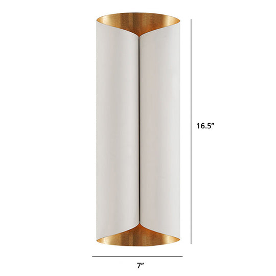 Postmodern Roll Shape Metal Wall Lamp Sconce - 2-Bulb Mount Light For Stairs