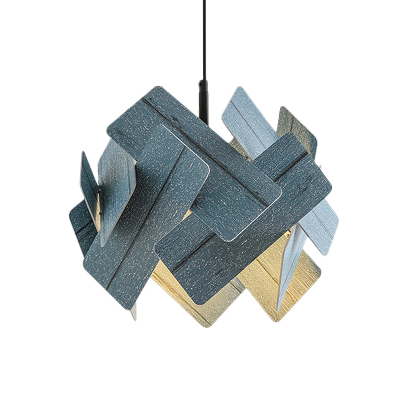 Modern Nordic Style Flower Pendant Lamp With Red/Blue/Light Wood Finish - 1 Light Hanging Ceiling