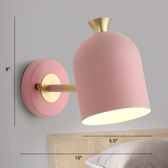 Metal Cloche Wall Sconce With Adjustable Macaron Lighting For Bedroom