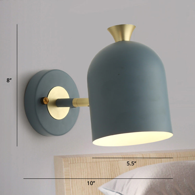 Metal Cloche Wall Sconce With Adjustable Macaron Lighting For Bedroom