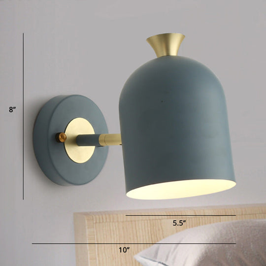 Metal Cloche Wall Sconce With Adjustable Macaron Lighting For Bedroom