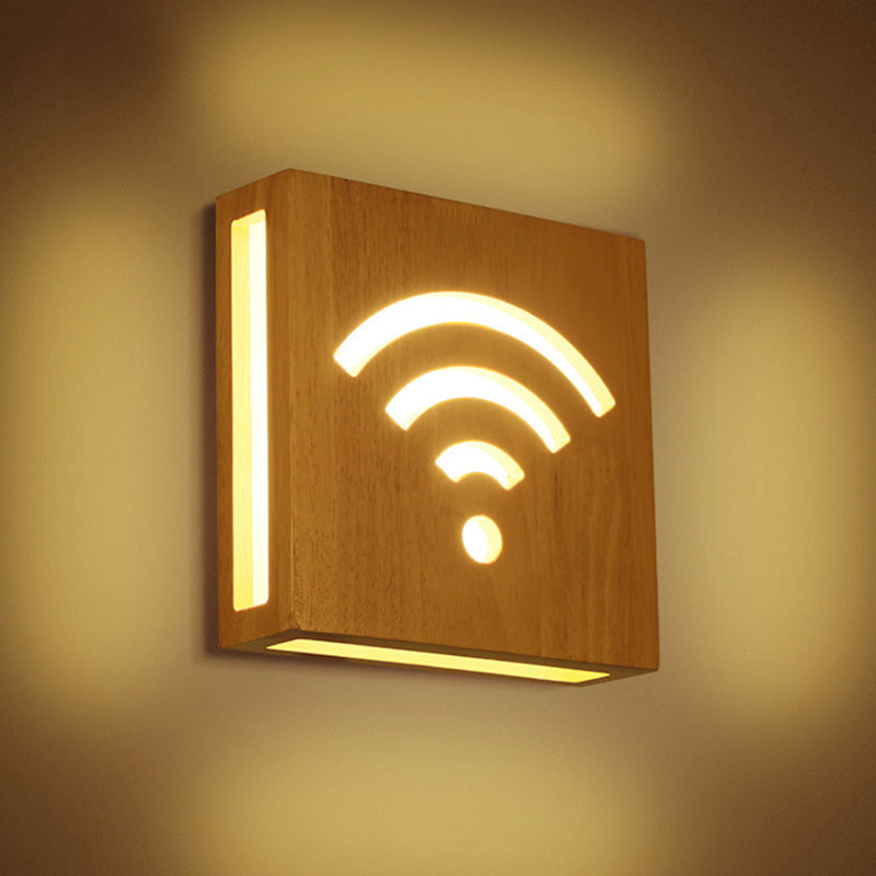 Modern Art Deco Led Wall Sconce - Square Flush Mount Wooden Corridor Light Fixture Wood / Circular