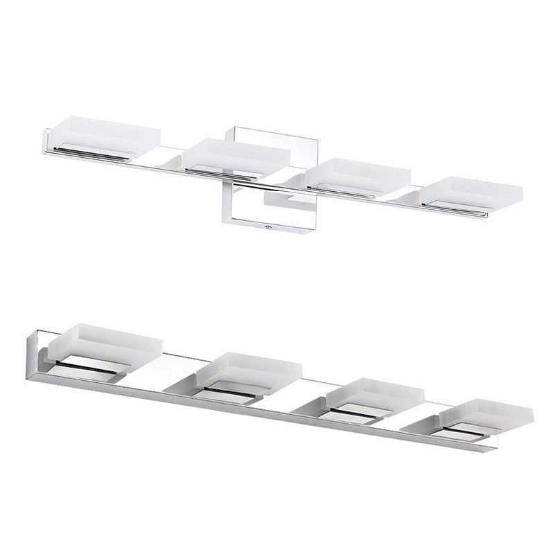 Minimalistic Rotatable Led Vanity Lamp: Square Acrylic & Nickel Wall Sconce Lighting For Bath 4 /