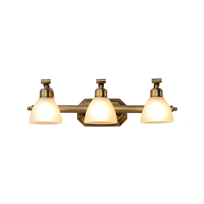 Frosted Glass Brass Wall Lamp: Bell Shaped Country Style Sconce Light For Bathroom 3 /