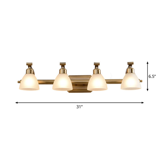 Frosted Glass Brass Wall Lamp: Bell Shaped Country Style Sconce Light For Bathroom