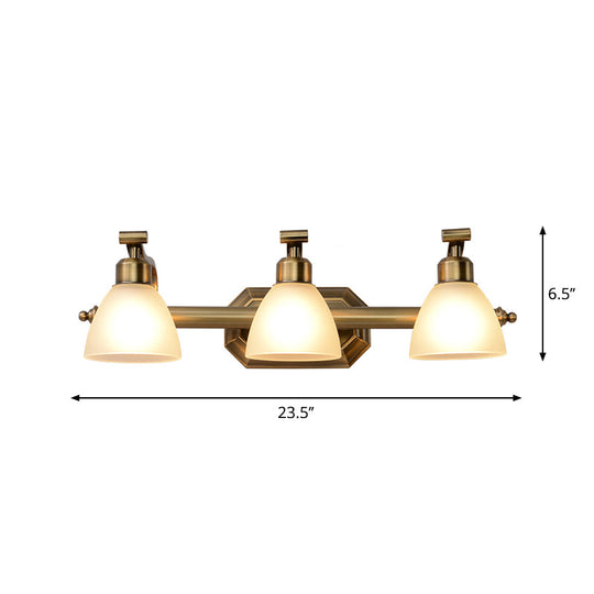 Frosted Glass Brass Wall Lamp: Bell Shaped Country Style Sconce Light For Bathroom