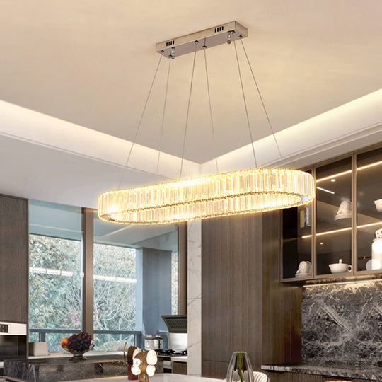 Sleek Led Suspension Lamp With Optical K9 Crystal - Perfect For Restaurants And Islands Gold / 27.5