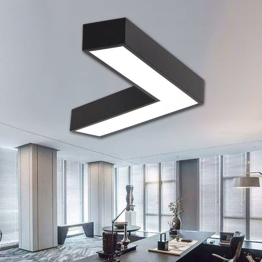 Sleek Metal V - Shaped Led Flush Mount Ceiling Light For Reception Room