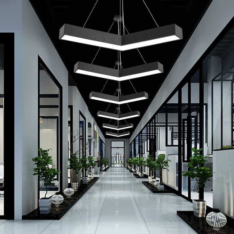 Sleek Metal V-Shaped Led Flush Mount Ceiling Light For Reception Room