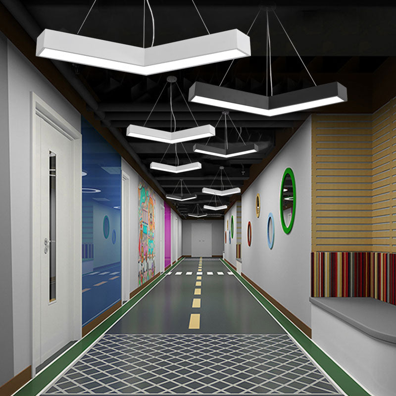 Sleek Metal V-Shaped Led Flush Mount Ceiling Light For Reception Room